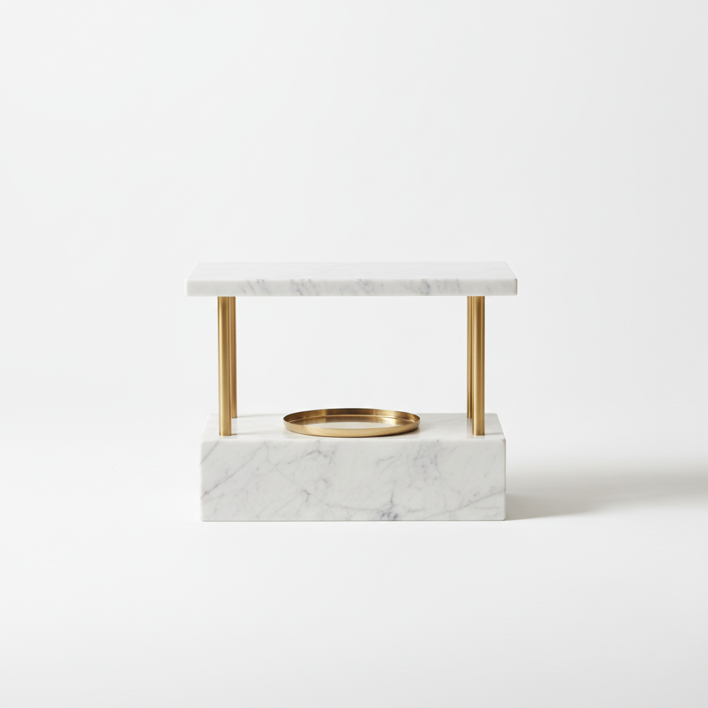 Marble and brass accent side table
