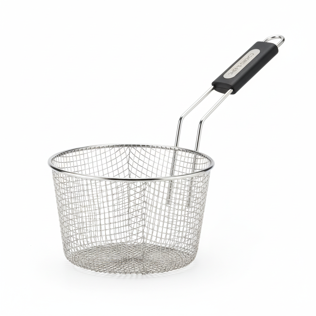 Stainless steel deep fry basket with long handle