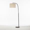 Arc floor lamp with linen shade and matte black stem