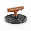 Cast iron grill press with wooden handle