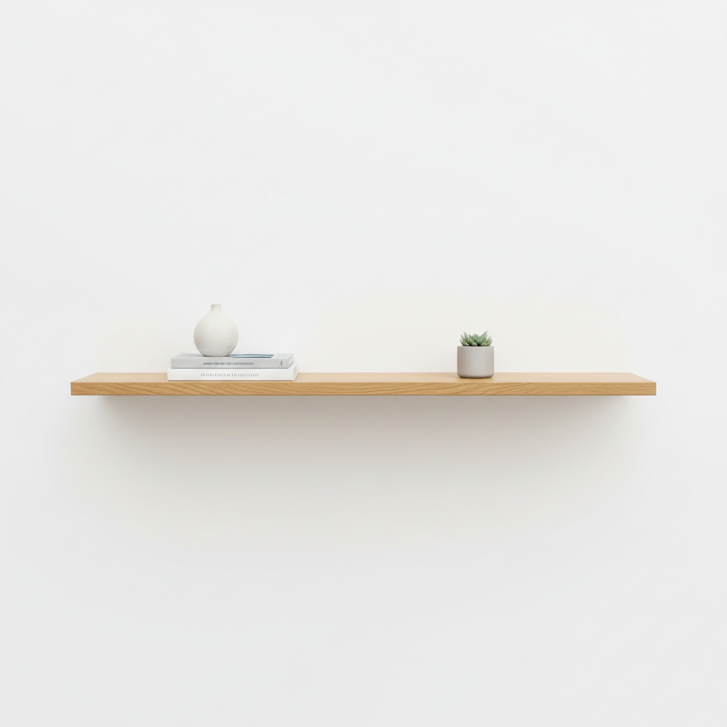 Floating oak wall shelf
