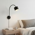 Matte black adjustable arc bedside reading lamp