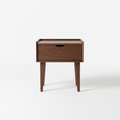 Solid walnut nightstand with single drawer and slim legs