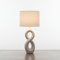 Sculptural ceramic table lamp with linen shade