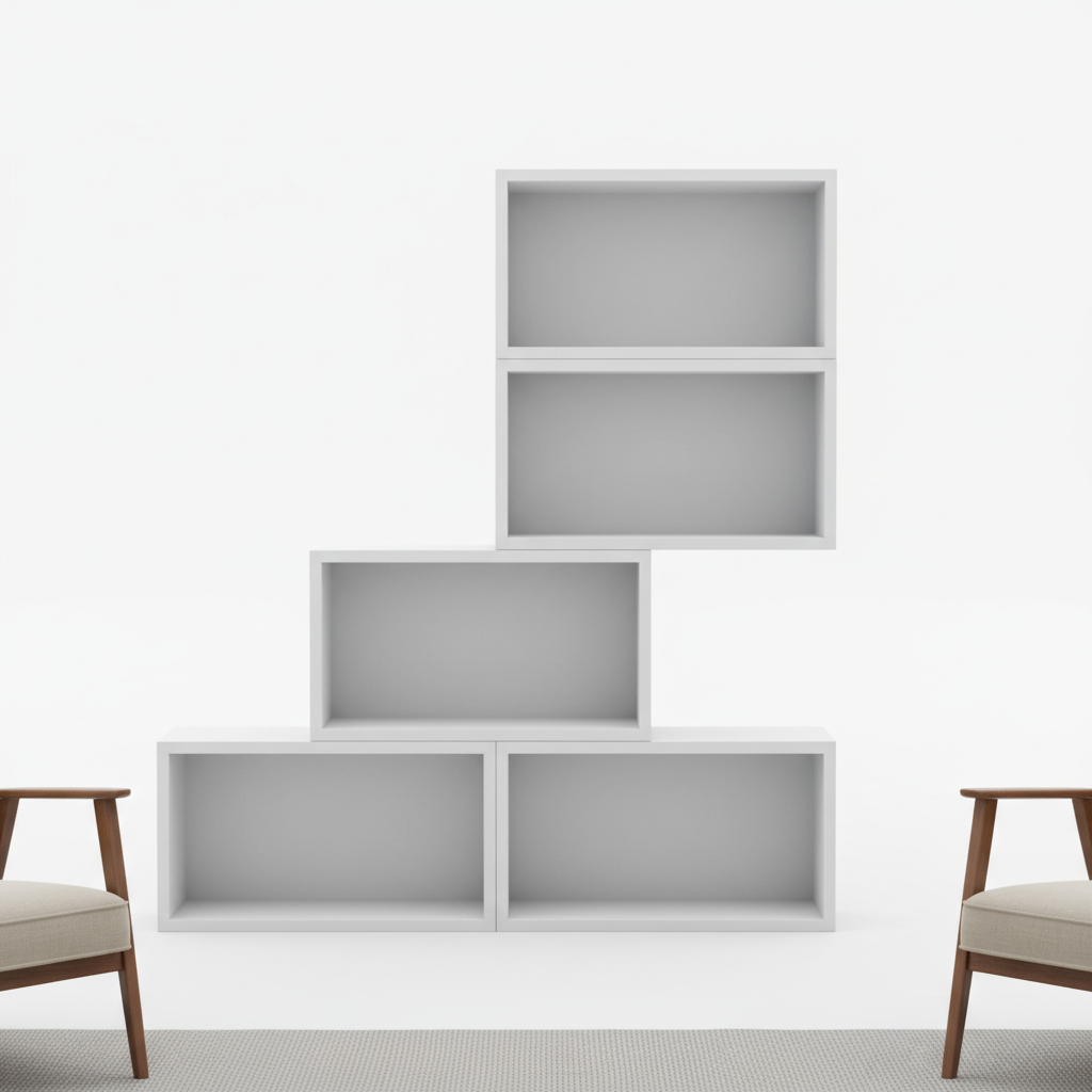 Modular open bookcase in white