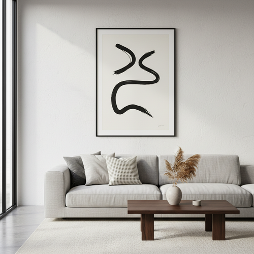 Abstract black and white framed wall art print