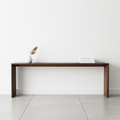 Slim walnut console table with matte black legs